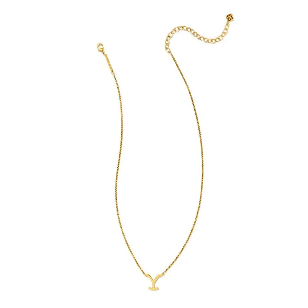 NWT $60 Kendra Scott x Yellowstone Dutton 14K Gold Plated Small Short Y Necklace